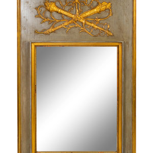 Appraisal: A Louis XVI Style Painted and Parcel Gilt Trumeau Mirror