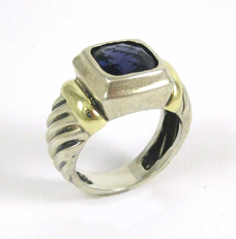 Appraisal: DAVID YURMAN AMETHYST STERLING AND YELLOW GOLD RING with original