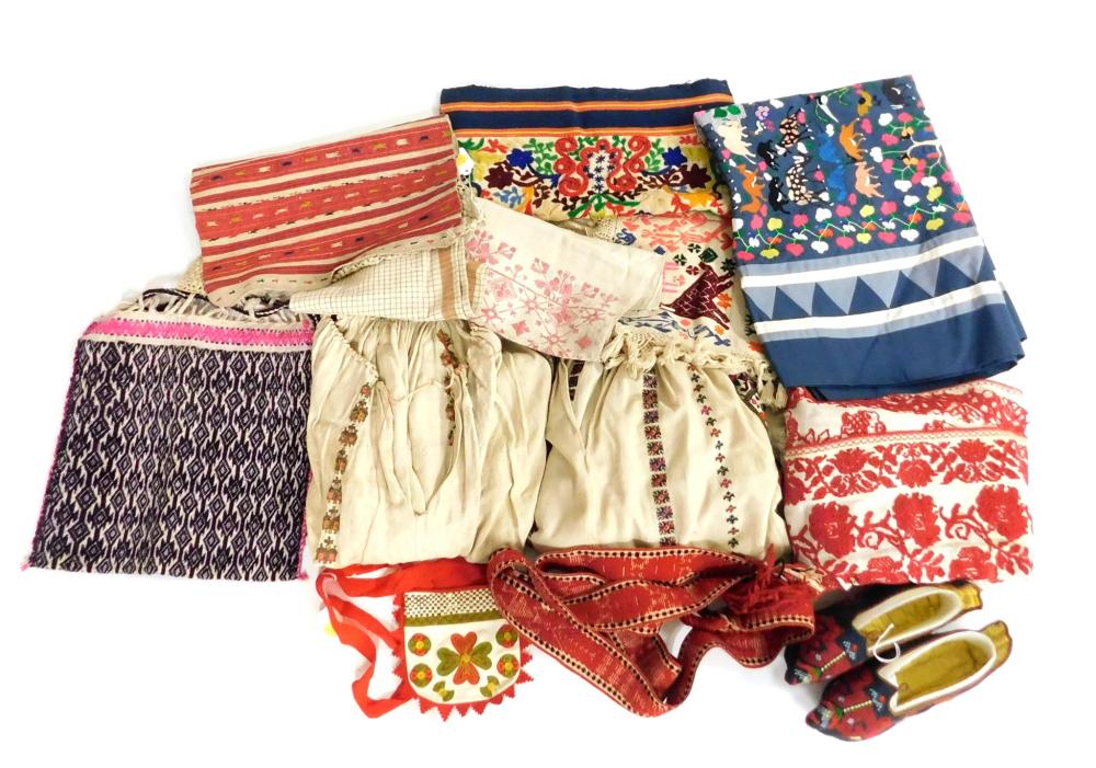 Appraisal: TEXTILES Thirteen pieces of ethnic weaving and clothing th and