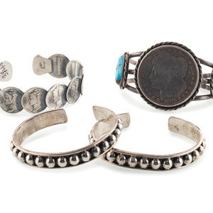 Appraisal: Navajo and Mexican Silver Cuff Bracelets late th century lot