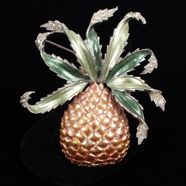 Appraisal: MB Boucher Metallic Enamel Pineapple Fruit Figural Brooch Pin x