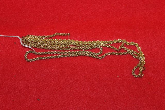 Appraisal: A COLLECTION OF CT GOLD CHAINS of rope-twist form grams