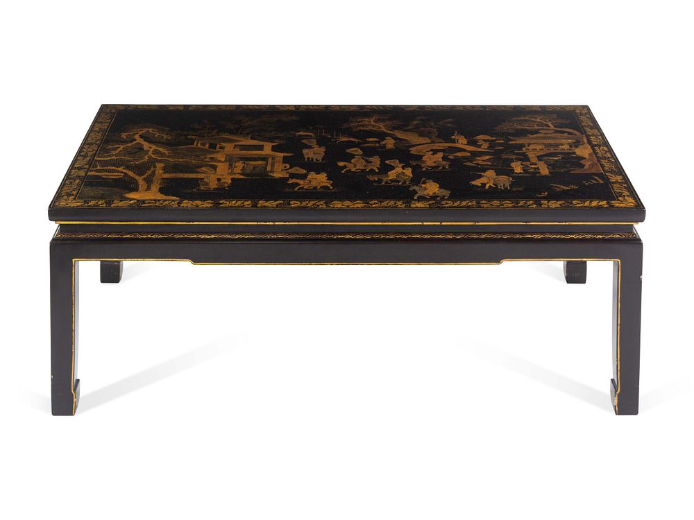 Appraisal: A Chinese Gilt Decorated Black Lacquered Panel Mounted as a