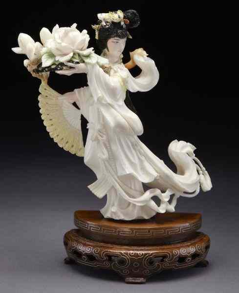 Appraisal: Chinese carved polychrome ivory figure International buyers should note that