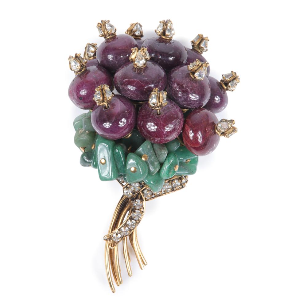 Appraisal: Iradj Moini Huge Holiday Berry Bouquet jeweled brooch with purple