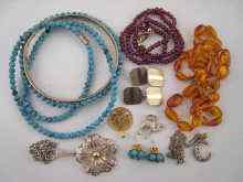 Appraisal: A mixed lot including ruby beads a pair of silver