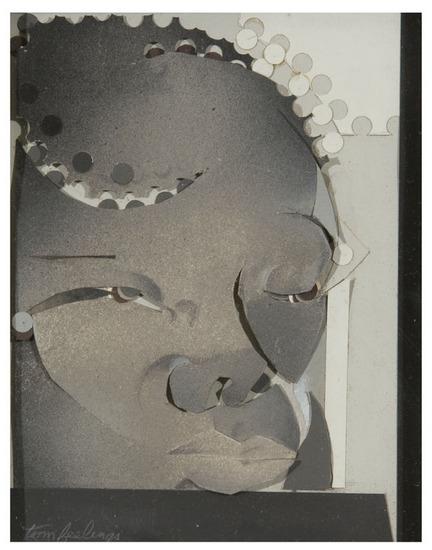 Appraisal: Tom FEELINGS - Face and Enslaved African Two collages including