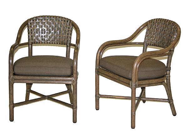 Appraisal: A set of six laced rawhide armchairs McGuire Furniture Company