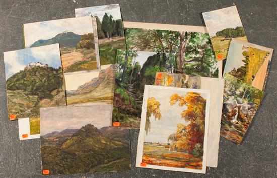 Appraisal: Richard Hendorf German - Fourteen assorted unframed landscapes watercolors on