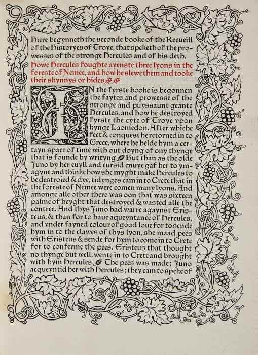 Appraisal: Kelmscott Press - Lefevre Raoul The Recuyell of the Historyes