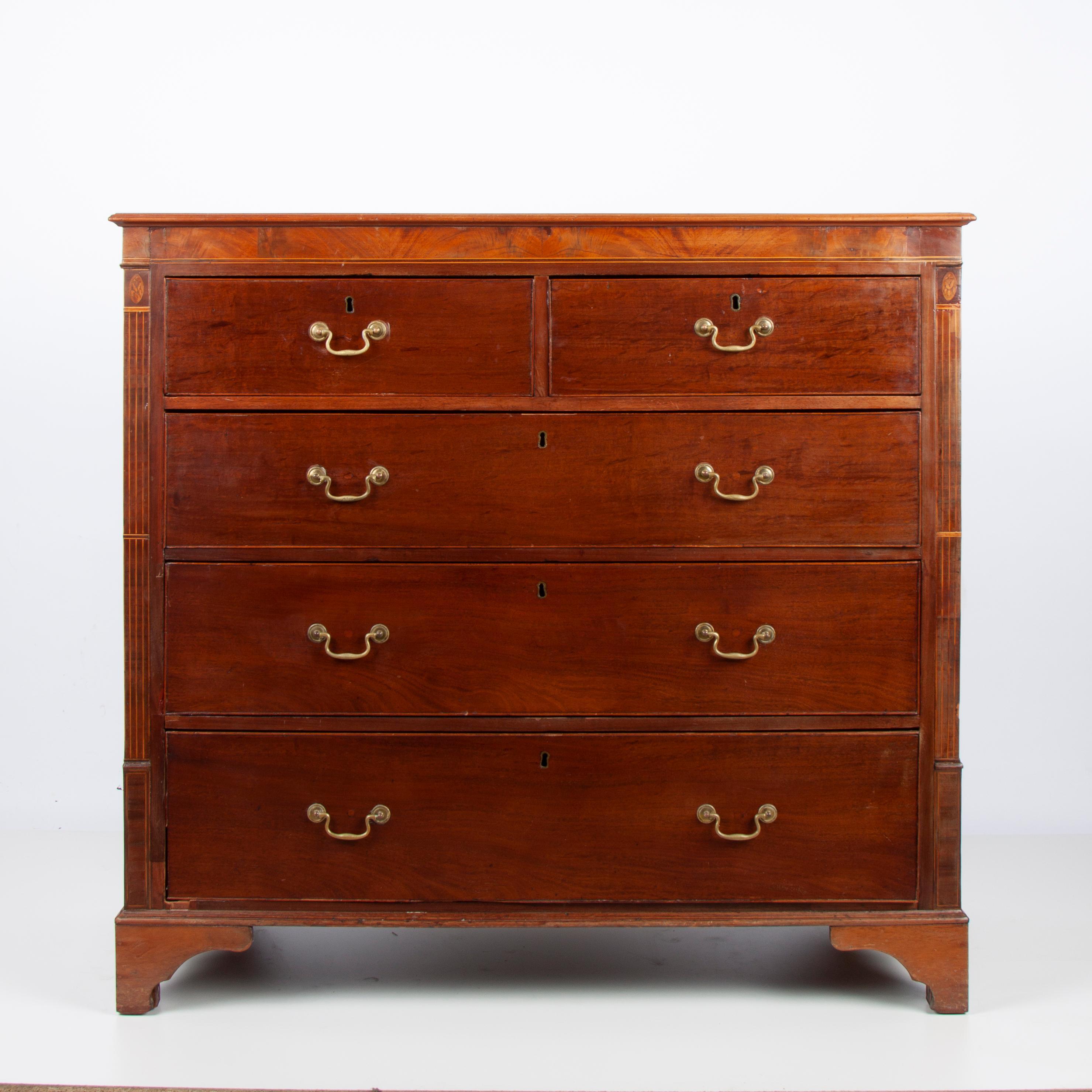 Appraisal: GEORGIAN HEPPLEWHITE-STYLE CHEST OF DRAWERS An English chest of five