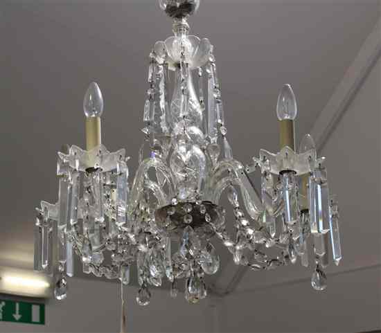 Appraisal: A cut glass five branch chandelier ft Estimate - Descriptions