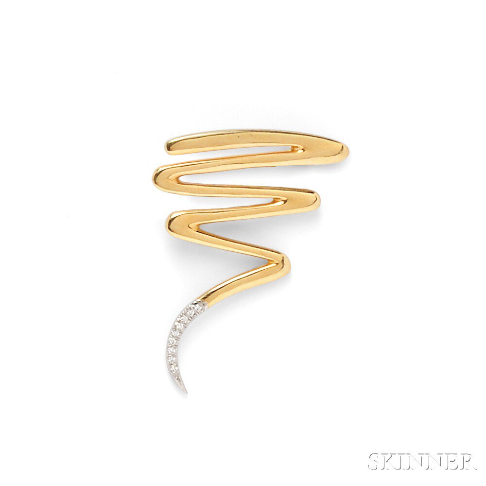 Appraisal: kt Gold and Diamond Scribble Brooch Paloma Picasso Tiffany Co