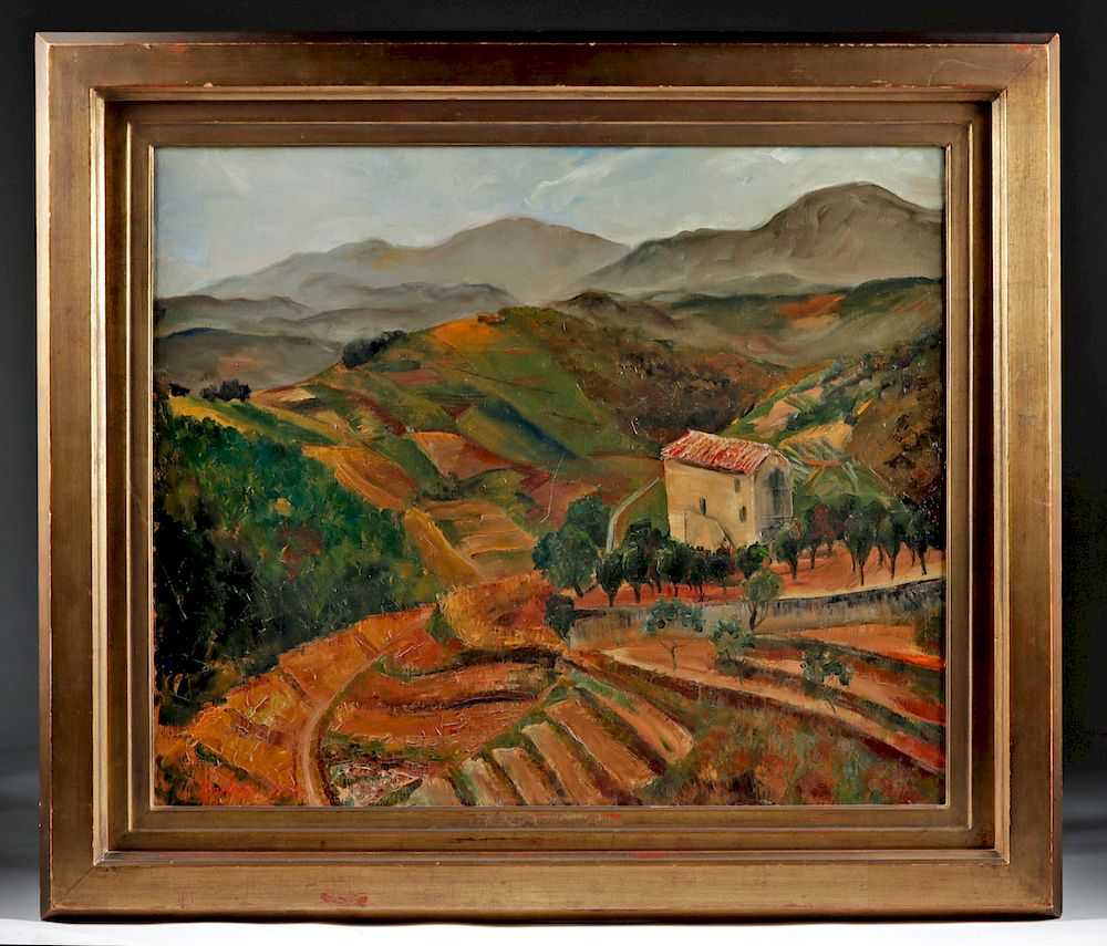 Appraisal: Berkeley Williams Painting of French Countryside s Berkeley Williams also