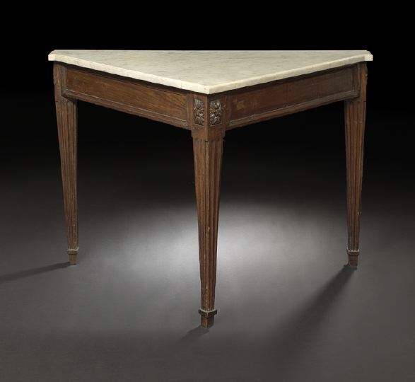 Appraisal: Unusual Provincial Louis XVI-Style Oak and Marble-Top Table mid- th