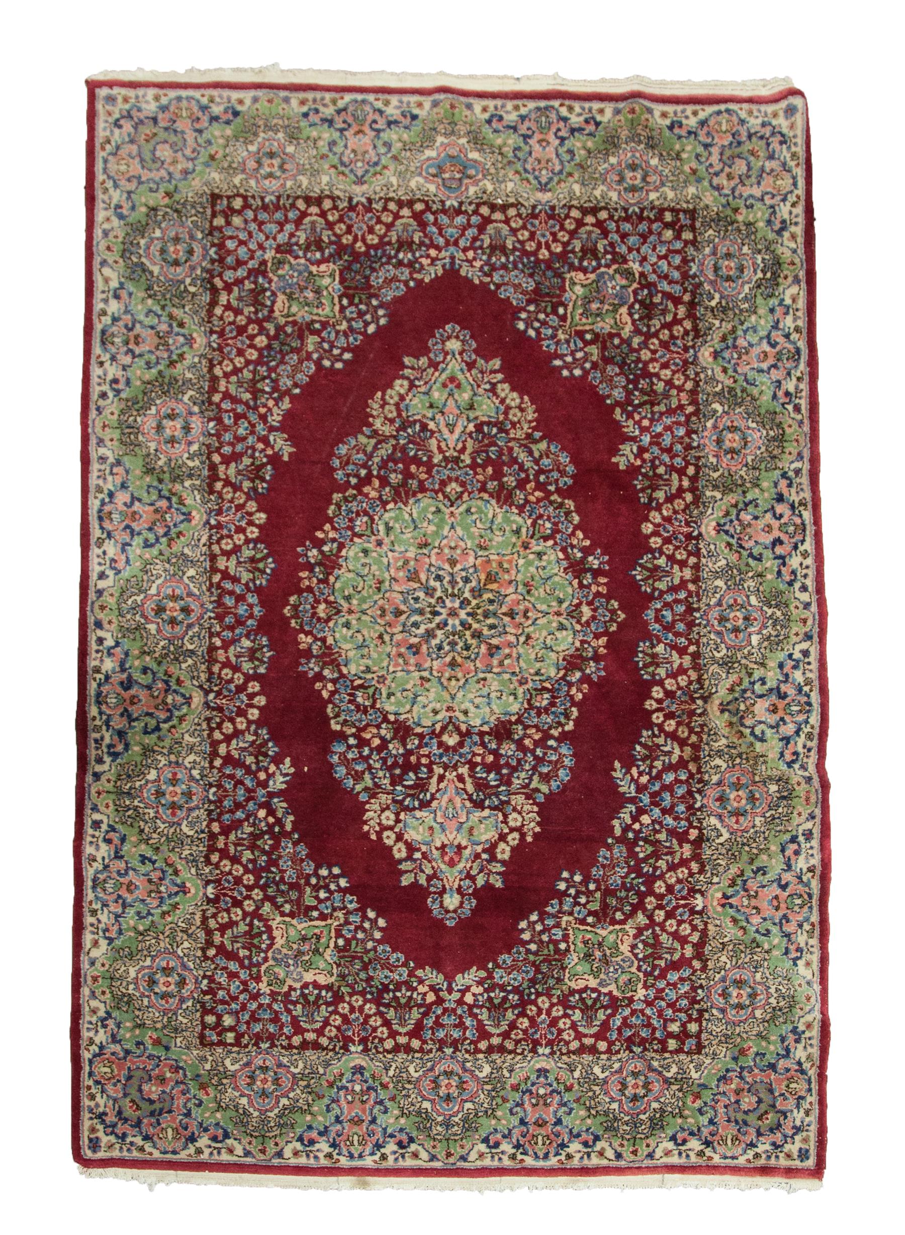 Appraisal: HANDMADE ORIENTAL AREA RUG Wool with burgundy field and overall