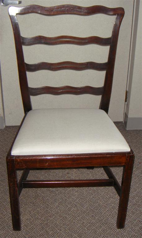 Appraisal: CHIPPENDALE LADDER BACK SIDE CHAIR WITH BEIGE UPHOLSTERED SEAT h