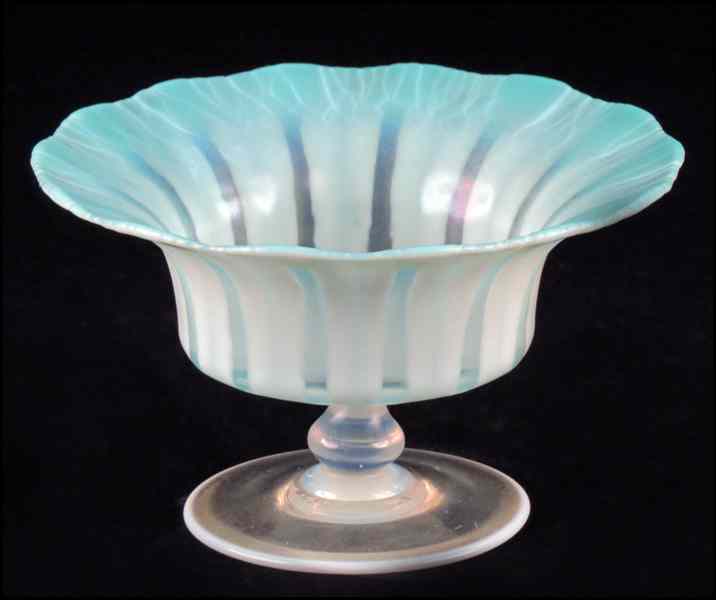 Appraisal: PASTEL FAVRILE GLASS COMPOTE Underside bears etched signature reading ''L