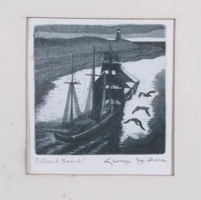 Appraisal: George Jo Mess - ''Outward Bound'' Etching and aquatint c