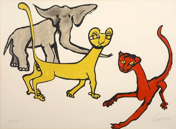 Appraisal: Alexander Calder American - Untitled Two Cats and an Elephant