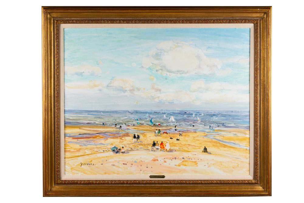 Appraisal: GASTON SEBIRE - BEACH SCENE oil on canvas signed lower