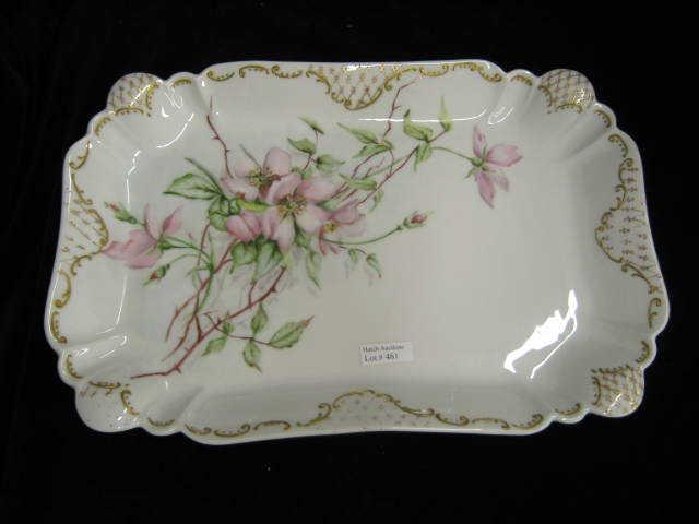 Appraisal: Haviland Limoges Porcelain Ice Cream Tray handpainted floral circa ornate