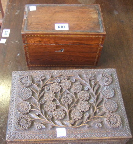 Appraisal: A th century rosewood tea caddy cm wide together with