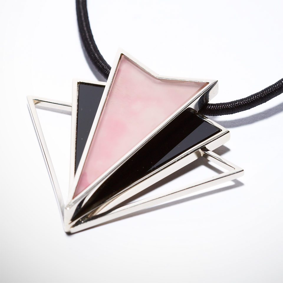 Appraisal: Rose Quartz and Onyx Pendant By Vanessa Laurin Desinger and