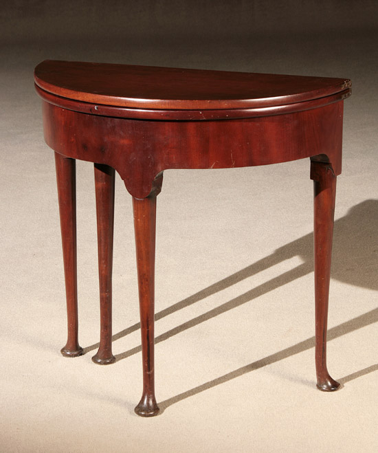 Appraisal: George III Mahogany Demilune Fold-Top Tea Table Circa Having a