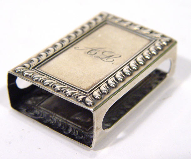 Appraisal: Cartier sterling silver matchbox case with embossed decoration marked Cartier