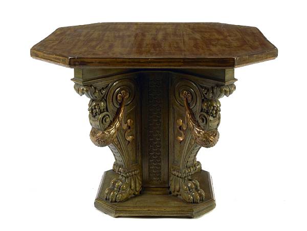 Appraisal: A Renaissance Revival parcel gilt walnut center table height in