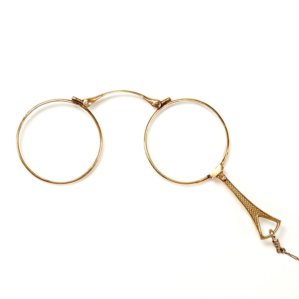 Appraisal: K Gold Lorgnette Folding Opera Glasses K gold lorgnette or