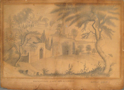 Appraisal: American graphite drawing of Mt Vernon th c signed Almira