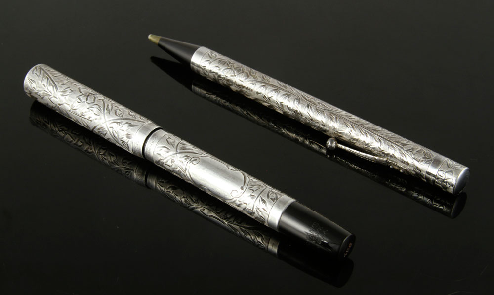 Appraisal: - Waterman Sterling Pen and Pencil Waterman vintage pen and