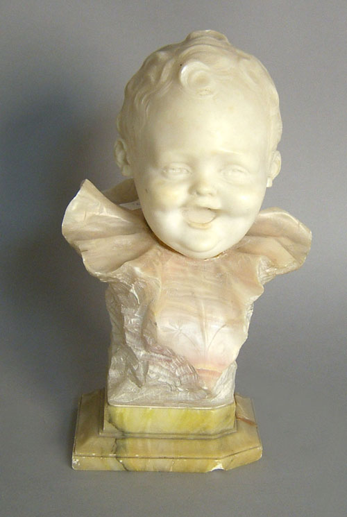 Appraisal: Carved stone bust of a child signed Brooks h