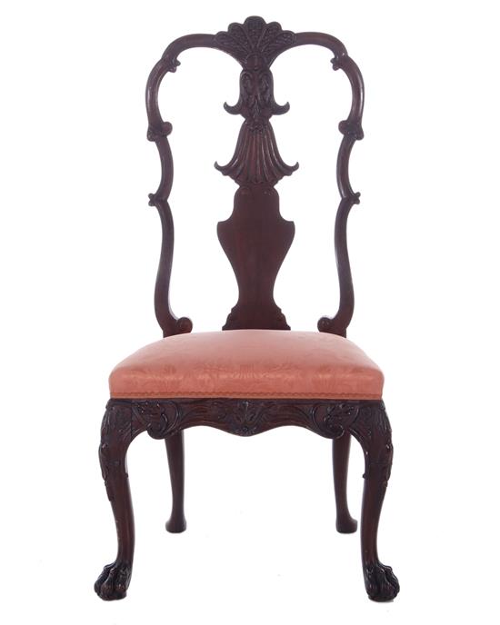 Appraisal: Unusual Irish carved mahogany Chippendale style side chair mid late