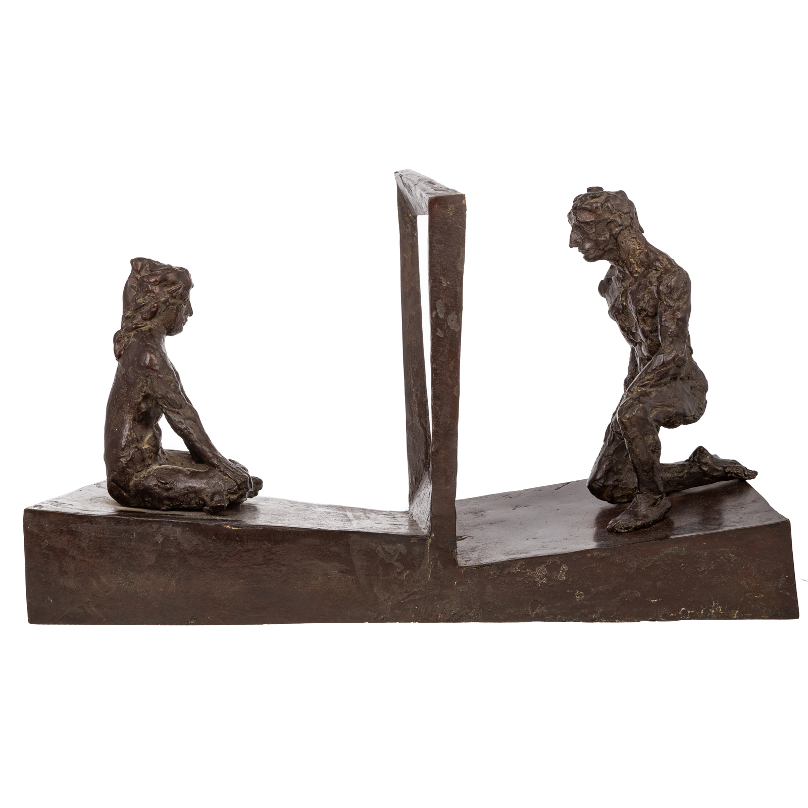 Appraisal: SIDNEY SIMON FIGURES WITH WINDOW BRONZE American - Patinated bronze