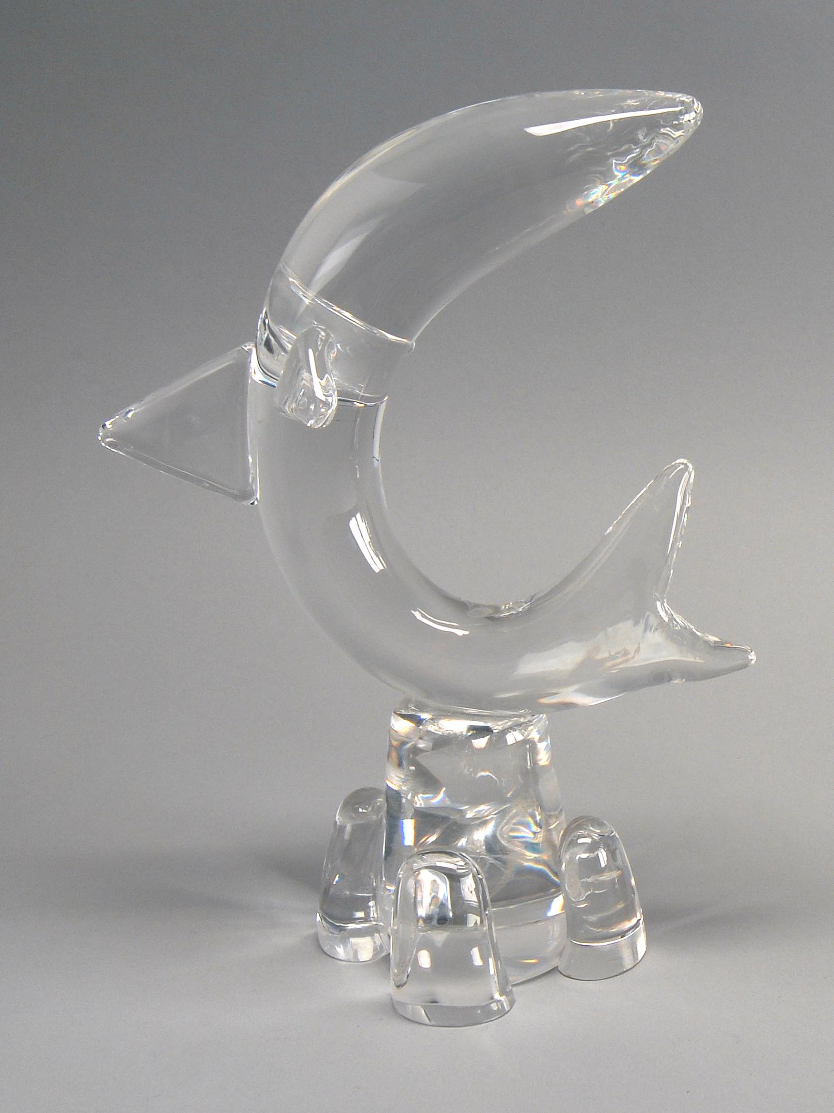 Appraisal: TH CENTURY STEUBEN GLASS FISH in leaping position Engraved signature