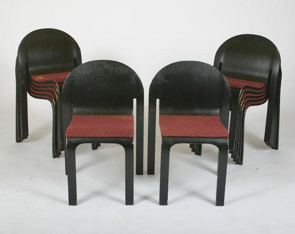 Appraisal: Twelve Peter Danko stacking wood chairs with newly upholstered padded