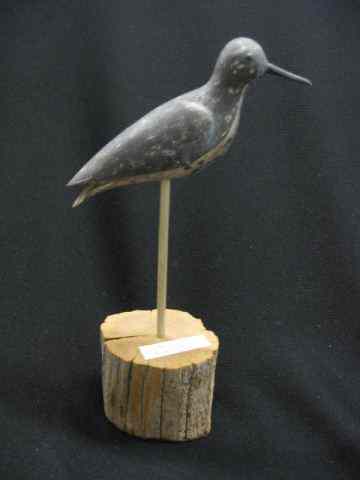 Appraisal: Carved Painted Wooden Figurine of a Snipe '' attributed to