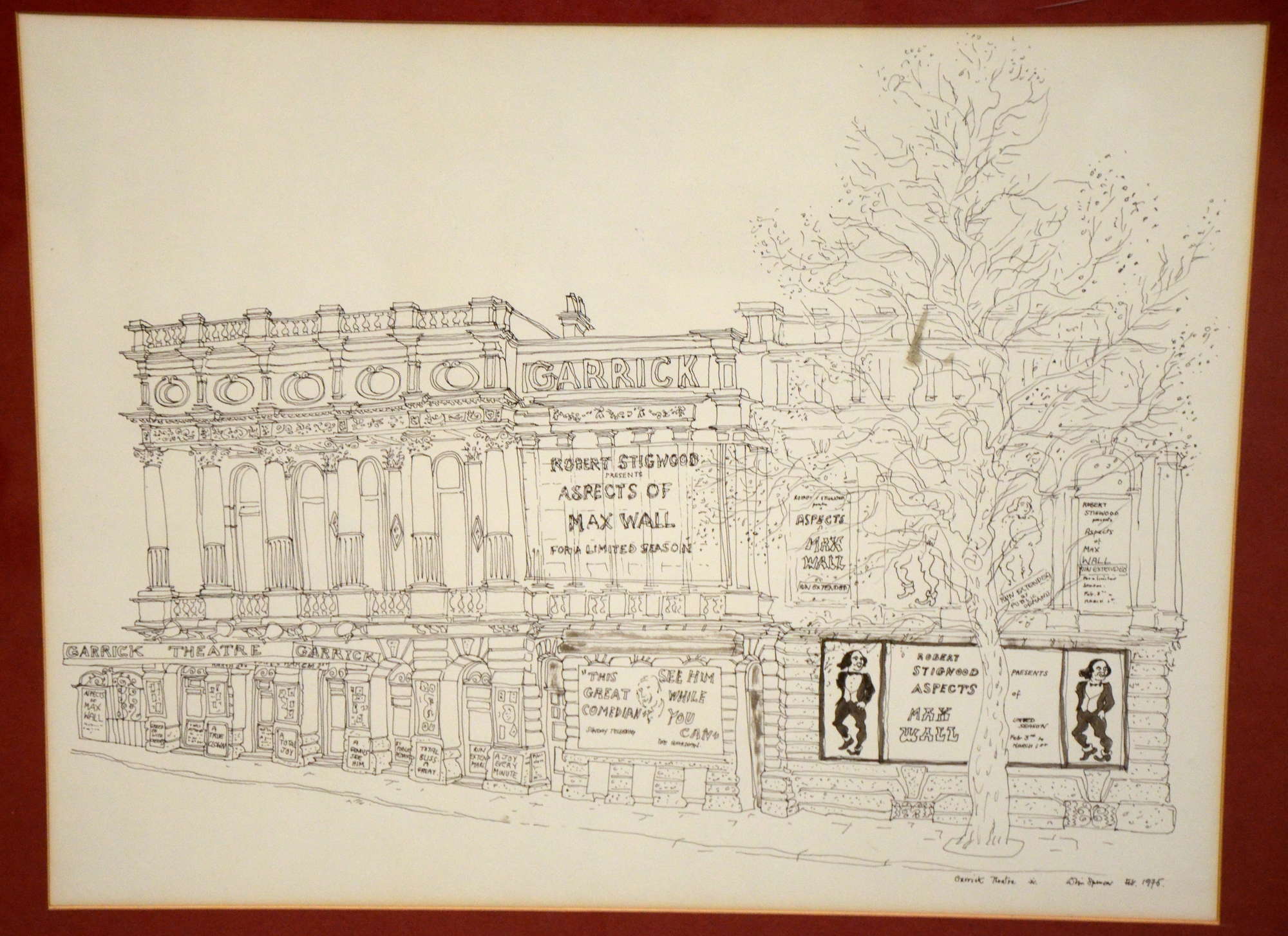 Appraisal: A Pen Ink drawing of the Garrick Theatre by Spencer