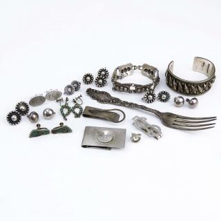 Appraisal: Collection of Sterling Silver Including Three Money Clips One Bracelet