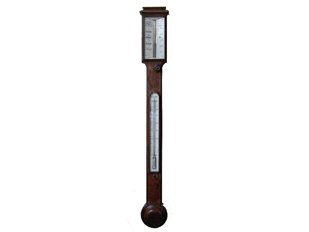 Appraisal: A th century mahogany stick barometer the ivory register plate