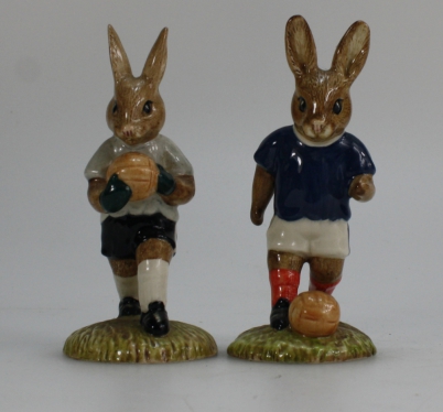 Appraisal: Royal Doulton pair Bunnykins figures Footballer DB and Goalkeeper DB