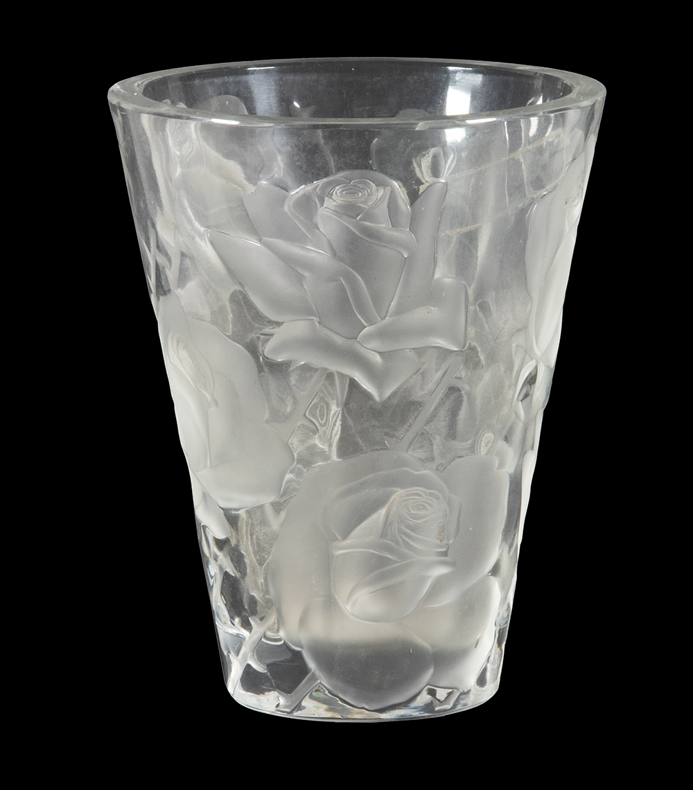 Appraisal: LALIQUE 'ISPAHAN' ART GLASS VASE Clear and Frosted French Crystal