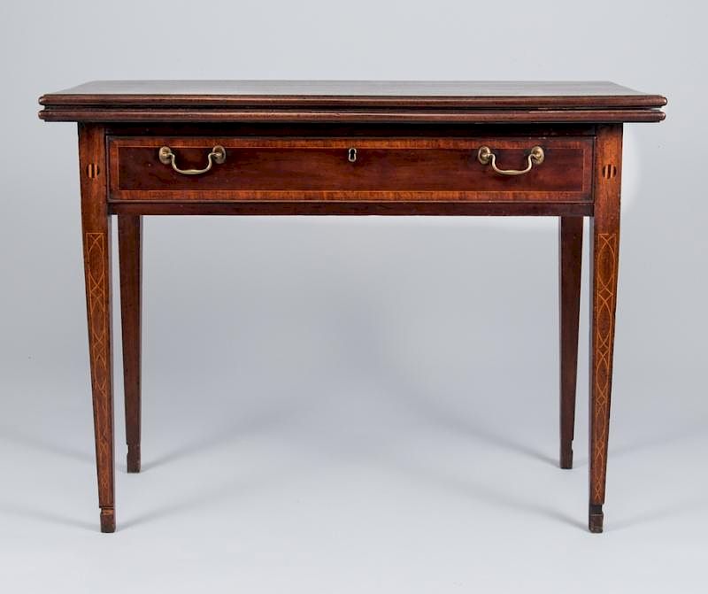 Appraisal: Card Table with Pitch Inlay Neoclassical inlaid card or game