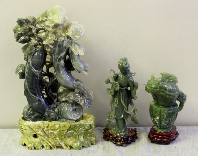 Appraisal: Lot of Assorted Vintage Jade Items Frog on stand x