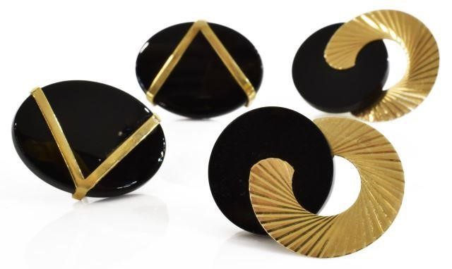 Appraisal: lot of pairs Estate kt yellow gold and black onyx