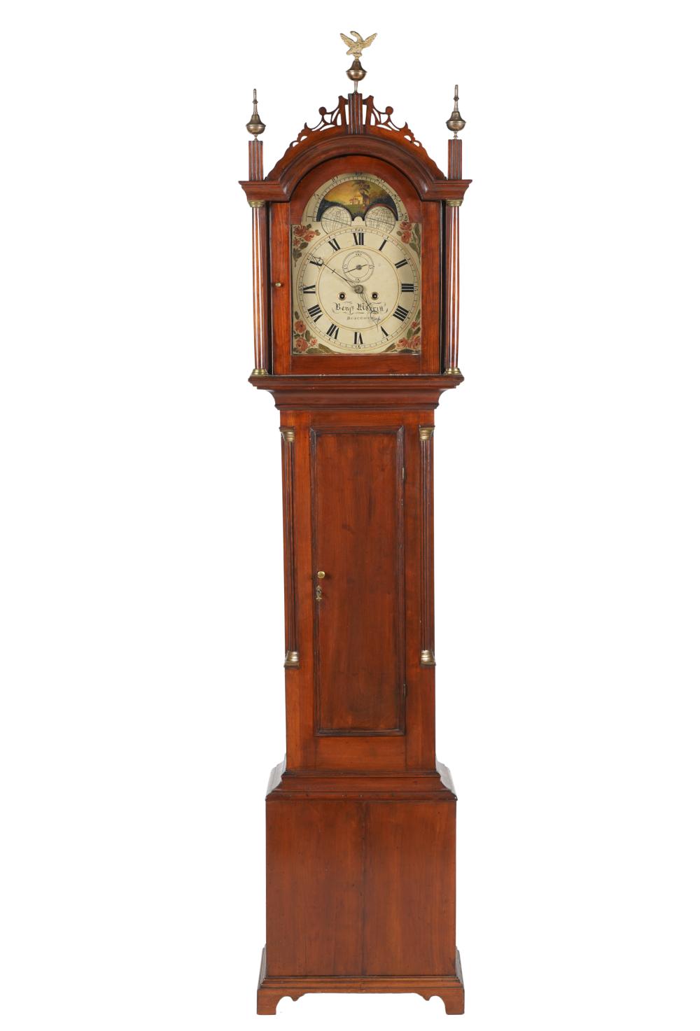 Appraisal: MAHOGANY TALL CASE CLOCKthe painted dial signed Benj ami n