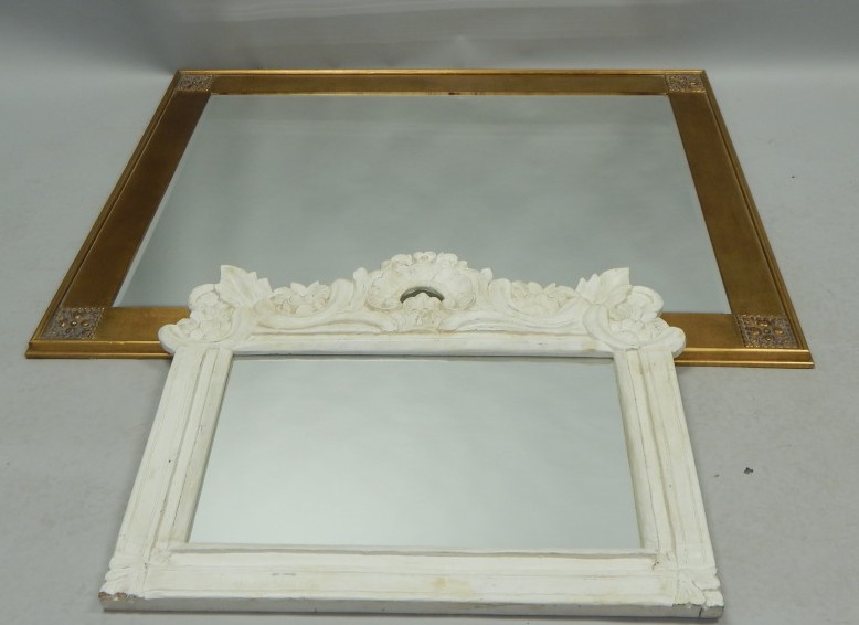 Appraisal: A modern rectangular gilt wall mirror cm x cm and